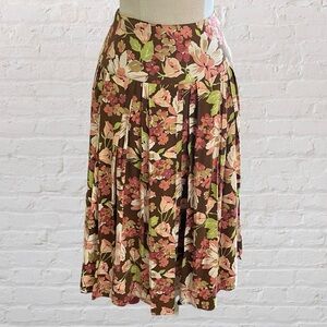 Tommy Bahama A-Line Skirt with Floral Print in Brown and Pink